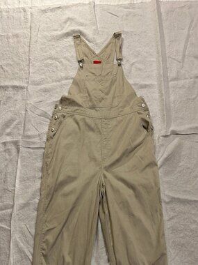 NWOT Gloria Vanderbilt Women's Capri length Overalls, Beige, Size 1X